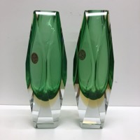 MURANO BUCELLA CRISTALLI ムラノ クリスタル ガラス フラワーベース 花瓶 2点